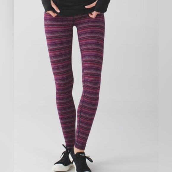 lululemon athletica Pants - Lululemon size 6 space dye cyber stripe Pink Purple and black leggings